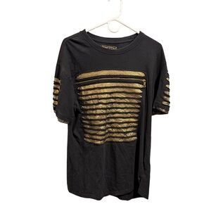 Switch Ramarkable Retro Razo Cut Tee Shirt Black Gold Zipper Unisex Cotton XL